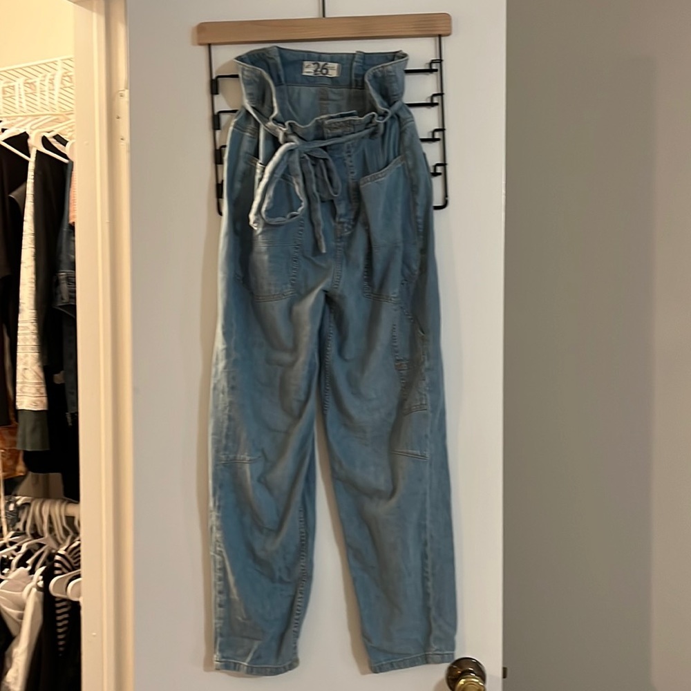 NWOT Free People Chambray High Waist Tie Pants - 26